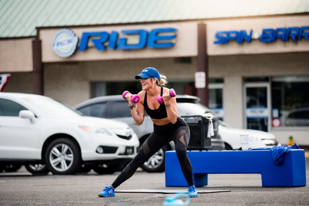 RIDE Boot Camp lunge curls